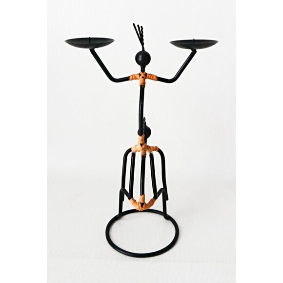 Vintage Danish Candle Holder Laurids Lønborg  Mom and Daughter Black Iron - Picture 5 of 7